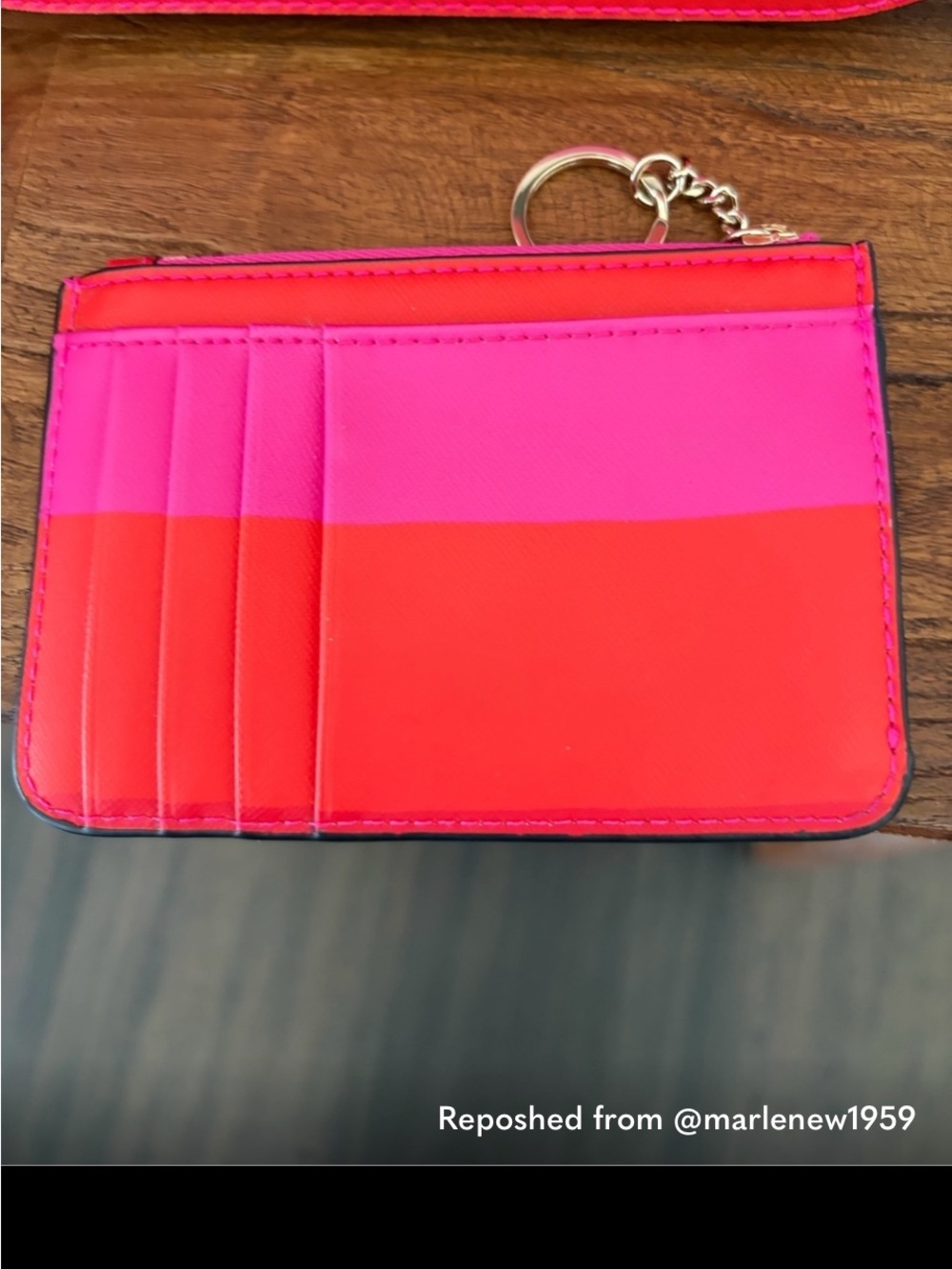 kate spade Striped Card Holder Wallet in Hot Pink, Red, Black, White - Picture 2 of 2